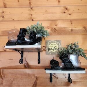 Circus By Sam Edelman Iggy Black Ruched Faux Leather Ruffle Sandal Shoes Sz 7.5M